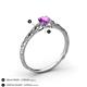 4 - Daisy Classic Round Amethyst and Lab Grown Diamond Floral Engraved Engagement Ring 