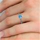 5 - Daisy Classic Round Blue Topaz and Lab Grown Diamond Floral Engraved Engagement Ring 