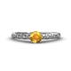1 - Daisy Classic Round Citrine and Lab Grown Diamond Floral Engraved Engagement Ring 