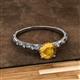 2 - Daisy Classic Round Citrine and Lab Grown Diamond Floral Engraved Engagement Ring 