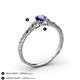 4 - Daisy Classic Round Iolite and Lab Grown Diamond Floral Engraved Engagement Ring 