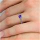 5 - Daisy Classic Round Iolite and Lab Grown Diamond Floral Engraved Engagement Ring 