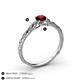 4 - Daisy Classic Round Red Garnet and Lab Grown Diamond Floral Engraved Engagement Ring 