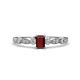 1 - Kiara Desire Emerald Cut Red Garnet and Round Lab Grown Diamond Engagement Ring 