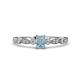 1 - Kiara Desire Emerald Cut Aquamarine and Round Lab Grown Diamond Engagement Ring 