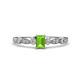 1 - Kiara Desire Emerald Cut Peridot and Round Lab Grown Diamond Engagement Ring 