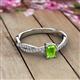 2 - Avril Desire Emerald Cut Peridot and Round Lab Grown Diamond Twist Braided Shank Engagement Ring 
