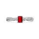 1 - Avril Desire Emerald Cut Ruby and Round Lab Grown Diamond Twist Braided Shank Engagement Ring 