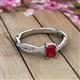 2 - Avril Desire Emerald Cut Ruby and Round Lab Grown Diamond Twist Braided Shank Engagement Ring 