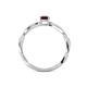 4 - Avril Desire Emerald Cut Red Garnet and Round Diamond Twist Braided Shank Engagement Ring 