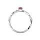 4 - Avril Desire Emerald Cut Rhodolite Garnet and Round Diamond Twist Braided Shank Engagement Ring 