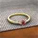 2 - Greta Desire Emerald Cut Rhodolite Garnet and Round Lab Grown Diamond Engagement Ring 