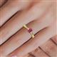 5 - Greta Desire Emerald Cut Rhodolite Garnet and Round Lab Grown Diamond Engagement Ring 