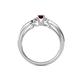 4 - Greta Desire Emerald Cut Red Garnet and Round Lab Grown Diamond Engagement Ring 