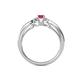 4 - Greta Desire Emerald Cut Pink Tourmaline and Round Diamond Engagement Ring 