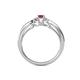 4 - Greta Desire Emerald Cut Rhodolite Garnet and Round Diamond Engagement Ring 