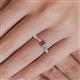 5 - Greta Desire Emerald Cut Rhodolite Garnet and Round Diamond Engagement Ring 