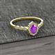 2 - Flora Desire Oval Cut Amethyst and Round Lab Grown Diamond Vintage Scallop Halo Engagement Ring 
