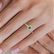 6 - Flora Desire Oval Cut Emerald and Round Lab Grown Diamond Vintage Scallop Halo Engagement Ring 