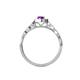 5 - Flora Desire Oval Cut Amethyst and Round Lab Grown Diamond Vintage Scallop Halo Engagement Ring 