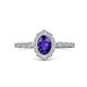 1 - Flora Desire Oval Cut Iolite and Round Lab Grown Diamond Vintage Scallop Halo Engagement Ring 
