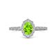 1 - Flora Desire Oval Cut Peridot and Round Lab Grown Diamond Vintage Scallop Halo Engagement Ring 