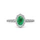 4 - Flora Desire Oval Cut Emerald and Round Lab Grown Diamond Vintage Scallop Halo Engagement Ring 