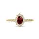 4 - Flora Desire Oval Cut Red Garnet and Round Lab Grown Diamond Vintage Scallop Halo Engagement Ring 