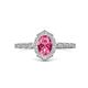 4 - Flora Desire Oval Cut Pink Tourmaline and Round Diamond Vintage Scallop Halo Engagement Ring 