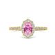 4 - Flora Desire Oval Cut Pink Sapphire and Round Diamond Vintage Scallop Halo Engagement Ring 