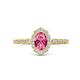 4 - Flora Desire Oval Cut Pink Tourmaline and Round Diamond Vintage Scallop Halo Engagement Ring 