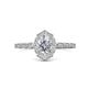 1 - Flora Desire Oval Cut Lab Grown Diamond and Round Natural Diamond Vintage Scallop Halo Engagement Ring 