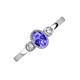 3 - Nikolia Desire Oval Cut Tanzanite and Round Diamond Three Stone Engagement Ring 