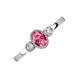 3 - Nikolia Desire Oval Cut Pink Tourmaline and Round Diamond Three Stone Engagement Ring 