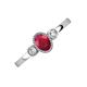 3 - Nikolia Desire Oval Cut Ruby and Round Diamond Three Stone Engagement Ring 