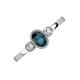 3 - Nikolia Desire Oval Cut London Blue Topaz and Round Diamond Three Stone Engagement Ring 