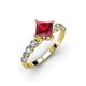 3 - Alicia Diamond and Princess Cut Lab Created Ruby Engagement Ring 