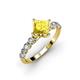 3 - Alicia Diamond and Princess Cut Lab Created Yellow Sapphire Engagement Ring 