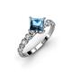 3 - Alicia Princess Cut Blue Topaz and Diamond Engagement Ring 