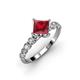 3 - Alicia Diamond and Princess Cut Lab Created Ruby Engagement Ring 