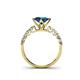 4 - Alicia Princess Cut Blue Topaz and Diamond Engagement Ring 