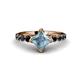 1 - Alicia Princess Cut Aquamarine and Black Diamond Engagement Ring 