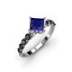 2 - Alicia Princess Cut Lab Created Blue Sapphire and Black Diamond Engagement Ring 