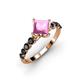 2 - Alicia Princess Cut Lab Created Pink Sapphire and Black Diamond Engagement Ring 