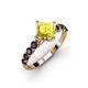 2 - Alicia Princess Cut Lab Created Yellow Sapphire and Black Diamond Engagement Ring 