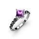 2 - Alicia Princess Cut Amethyst and Black Diamond Engagement Ring 
