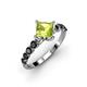 2 - Alicia Princess Cut Peridot and Black Diamond Engagement Ring 