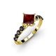 2 - Alicia Princess Cut Red Garnet and Black Diamond Engagement Ring 