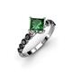 2 - Alicia Princess Cut Lab Created Emerald and Black Diamond Engagement Ring 