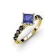 2 - Alicia Square Cut Iolite and Black Diamond Engagement Ring 